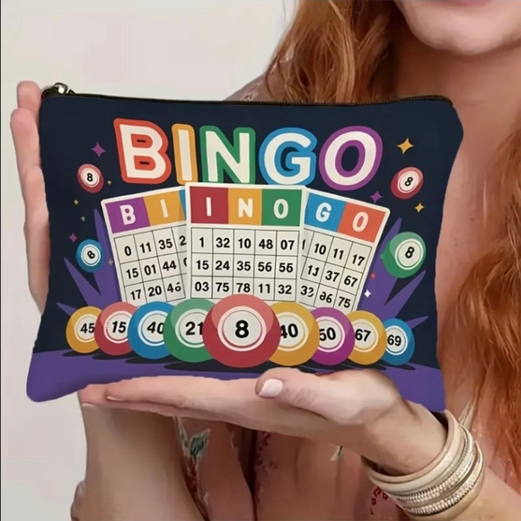 Unbranded Handbags - Women's Bingo Print Cosmetic Bag One Size Black Multi-color
